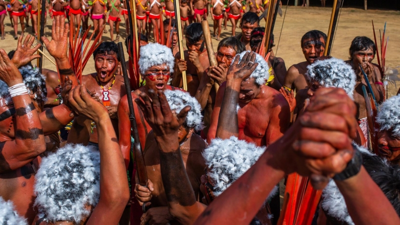 Los Yanomami en el encuentro de líderes Yanomami y Ye'kuana, donde los indígenas se manifestaron contra la minería ilegal en sus tierras. Noviembre de 2019, Comunidade Watoriki, región del Demini, Terra Indígena Yanomami. / VICTOR MORIYAMA/ INSTITUTO SOCI