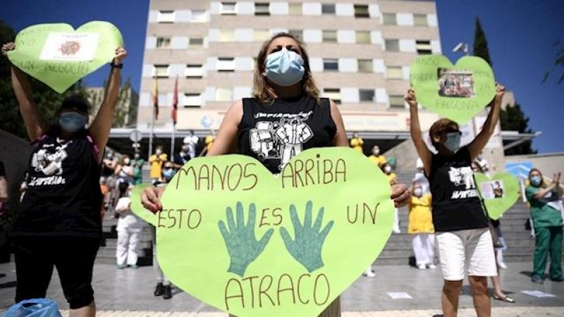 Protesta trabajadores de la limpieza Gregorio Marañón