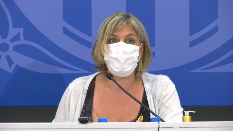 La consellera de Salut, Alba Vergés, durant la roda de premsa en què s'ha anunciat el confinament de Lleida.