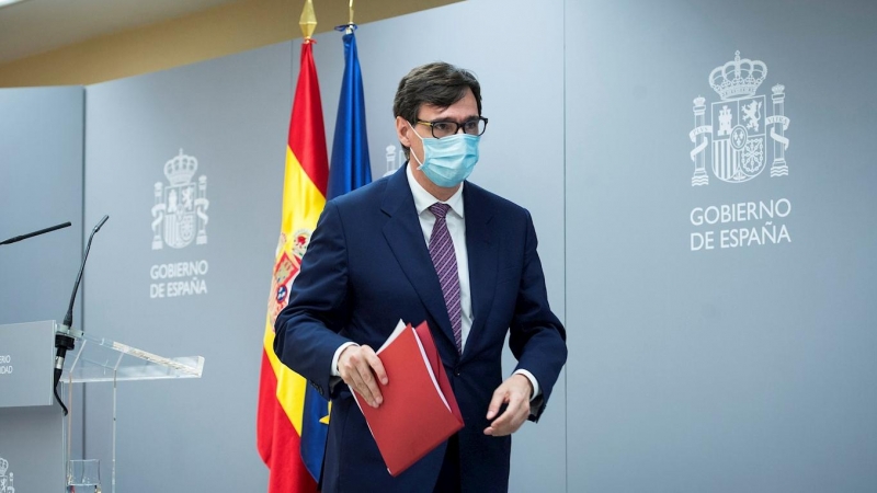 13/07/2020.- El Ministro de Sanidad, Salvador Illa, comparece en rueda de prensa este lunes en Madrid. / EFE - Luca Piergiovanni