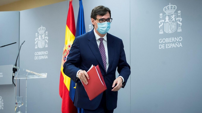 13/07/2020.- El Ministro de Sanidad, Salvador Illa, comparece en rueda de prensa este lunes en Madrid. / EFE - Luca Piergiovanni