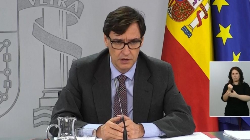 El ministre de Sanitat, Salvador Illa, a la roda de premsa després del Consell de Ministres. EFE