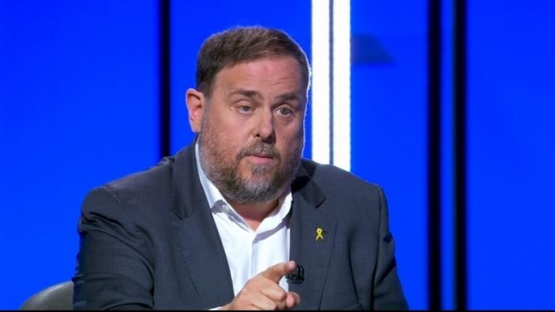 Oriol Junqueras durant l'entrevista a TV3. CCMA