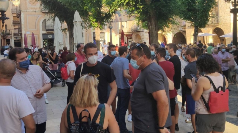 Concentració en protesta de la detenció de Toni Cartanyà per les manifestacions a Poblet contra la visita de Felip VI. Ferran Espada