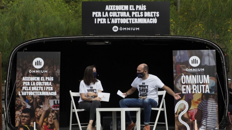 El portaveu d'Òmnium Cultural, Marcel Mauri, durant la presentació de la iniciativa. TWITTER