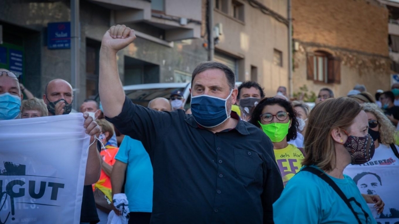 El líder de ERC, Oriol Junqueras, es homenajeado por su partido y sus vecinos en su pueblo el día en el que ha alcanzado -como otros tres presos condenados por la sentencia del procés- su clasificación de preso en tercer grado. /Europa Press