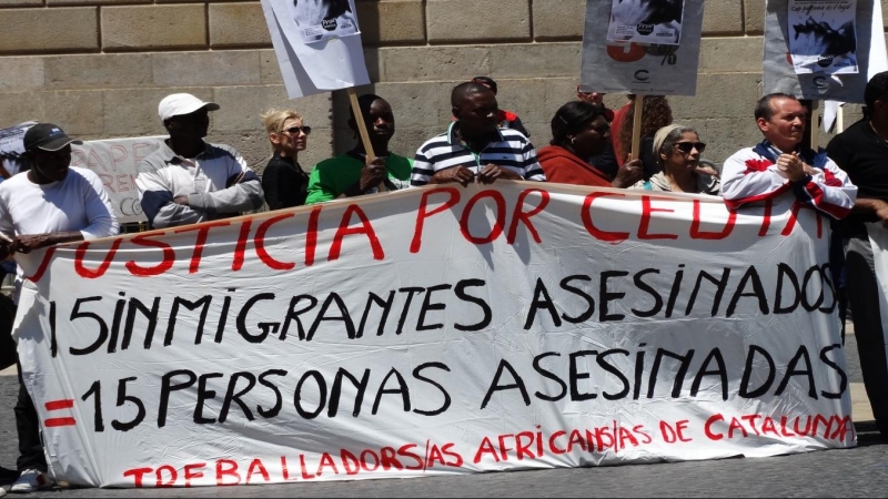 Protesta en Barcelona por las muertes de inmigrantes en Ceuta. /Wikipedia