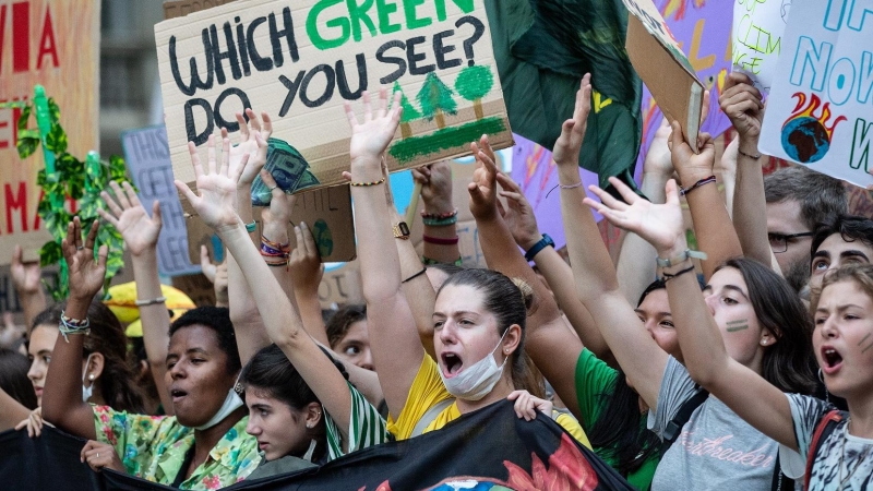 Manifestació de la vaga pel clima, el setembdre de 2019 a Barcelona. DAVID ZORRAKINO / EUROPA PRESS