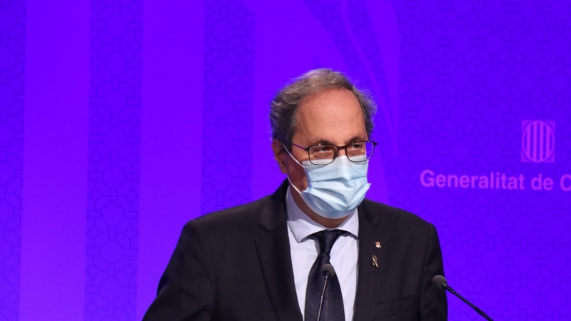 El president de la Generalitat, Quim Torra, durant la compareixença. ACN