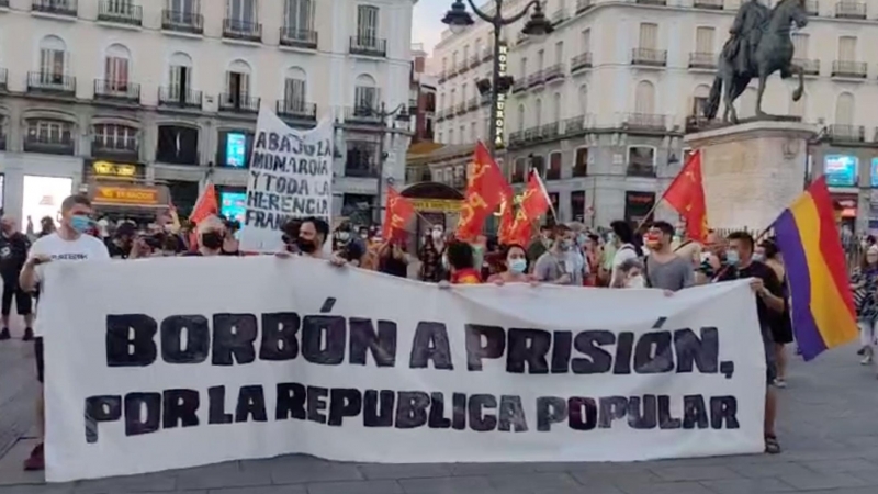 Los manifestantes, en la Puerta del Sol.- PÚBLICO