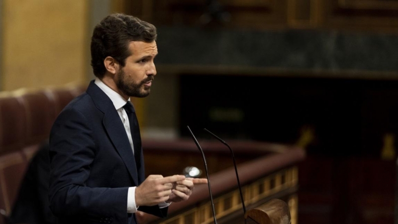 El presidente del PP, Pablo Casado, en una sesión plenaria en el Congreso. / Europa Press / Pool / Archivo