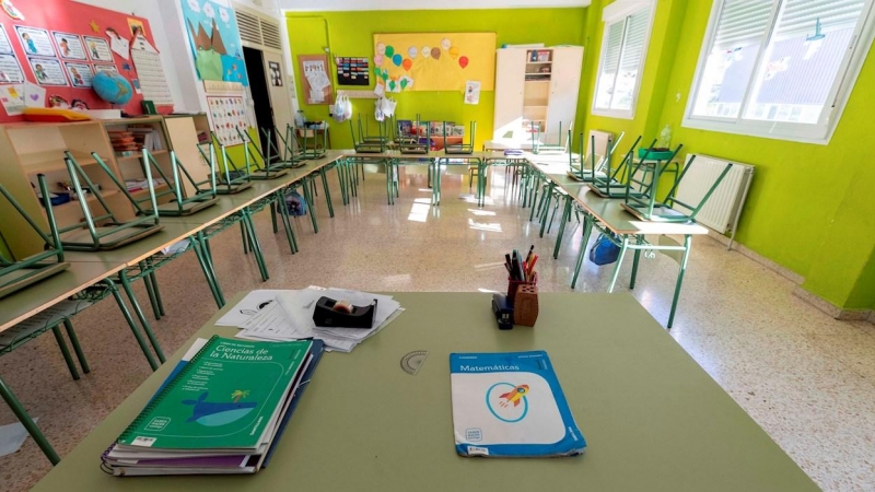 Un aula vacia de un colegio. EFE/Marcial Guillén/Archivo