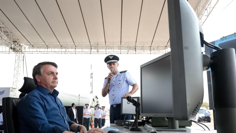 El presidente brasileño, Jair Bolsonaro, durante la inauguración de la Estación Radar de Corumbá (Mato Grosso do Sul). CAROLINA ANTUNES/ PRESIDENCIA REPÚBLICA. 18/08/20.