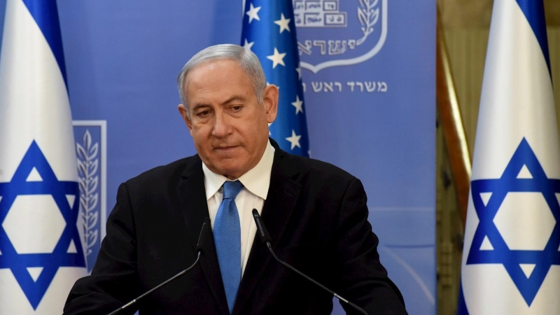 El primer ministro israelí, Benjamin Netanyahu, da una declaración conjunta a la prensa con el secretario de Estado de Estados Unidos, Pompeo. EFE / EPA / DEBBIE HILL / POOL
