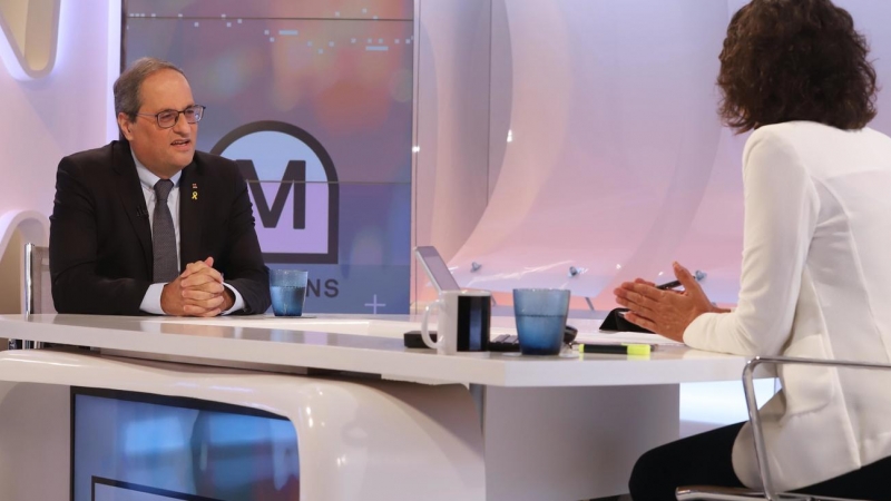 El president de la Generalitat, Quim Torra, entrevistat a TV3 el 31 d'agost de 2020. Rubén Moreno | Govern