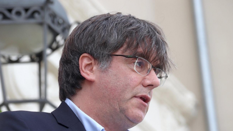 L'expresident de la Generalitat, Carles Puigdemont, en un moment de la conferència a la Universitat Catalana d'Estiu (UCE) el 21 d'agost de 2020. Aleix Freixas | ACN