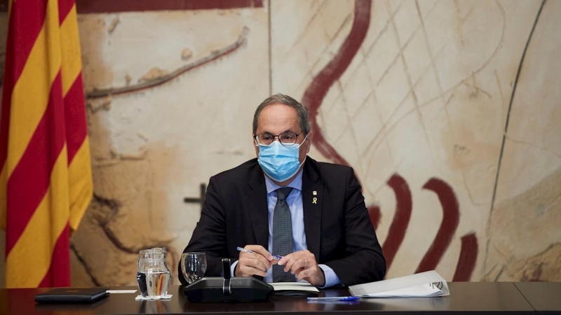 El presidente de la Generalitat, Quim Torra durante la pasada reunión del Govern. EFE/Alejandro García