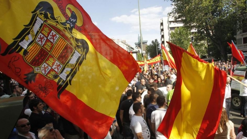 Manifestación de la ultraderecha en el centro de Madrid. EFE