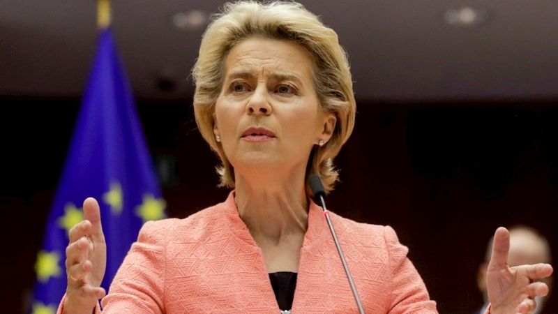 16/09/2020.- La presidenta de la Comisión Europea, Ursula von der Leyen en el Parlamento Europeo. / EFE - OLIVIER HOSLET