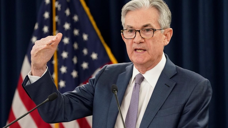 El presidente de la Reserva Federal, Jerome Powell, en una rueda de prensa en la sede del banco central estadounidense. REUTERS/Kevin Lamarque