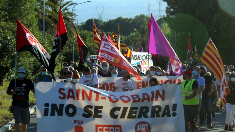 Una manifestación de trabajadores de Saint-Gobain. Àlex Recolons / ACN