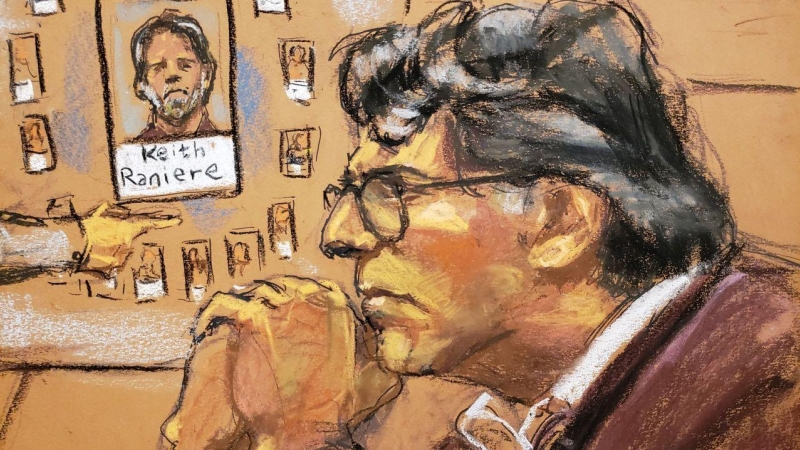 Keith Raniere, en un dibujo durante el juicio. REUTERS