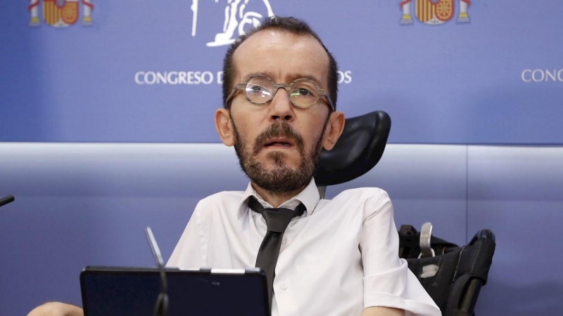 MADRID, 22/09/2020.- El portavoz de Unidas Podemos en el Congreso, Pablo Echenique, durante la rueda de prensa que ha ofrecido tras la Junta de Portavoces de la Cámara Baja. EFE/ J.J. Guillen