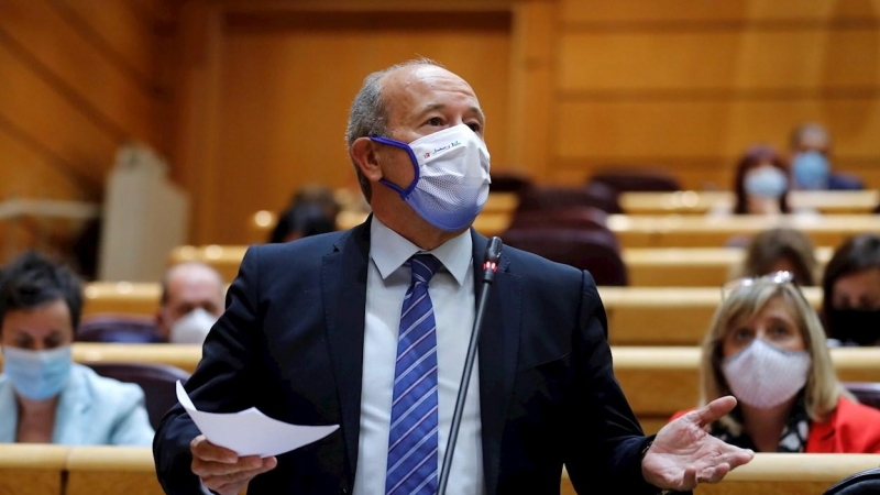 MADRID, 22/09/2020.- El ministro de Justicia, Juan Carlos Campo, durante su intervención en la sesión de control al Gobierno, esta tarde en el pleno del Senado, en Madrid. EFE/ Chema Moya