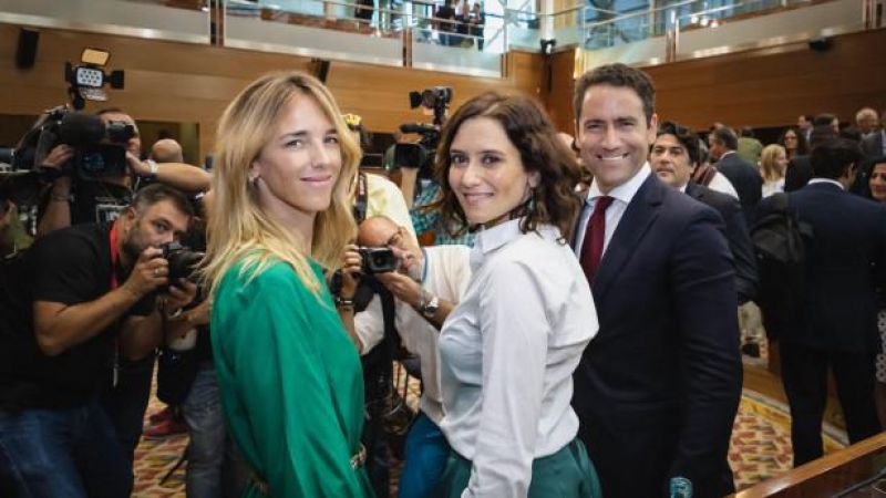 La exportavoz del PP en el Congreso, Cayetana Álvarez de Toledo, la presidenta madrileña Isabel Díaz Ayuso y  el secretario general Teodoro García Egea. Fuente: PP