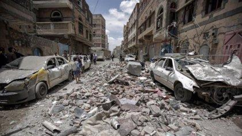 Bombardeo de la coalición saudí en Saná / EP