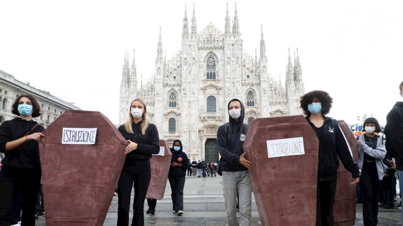 Imagen de archivo de una protesta en Milán. EFE/EPA/MAatteo Bazzi