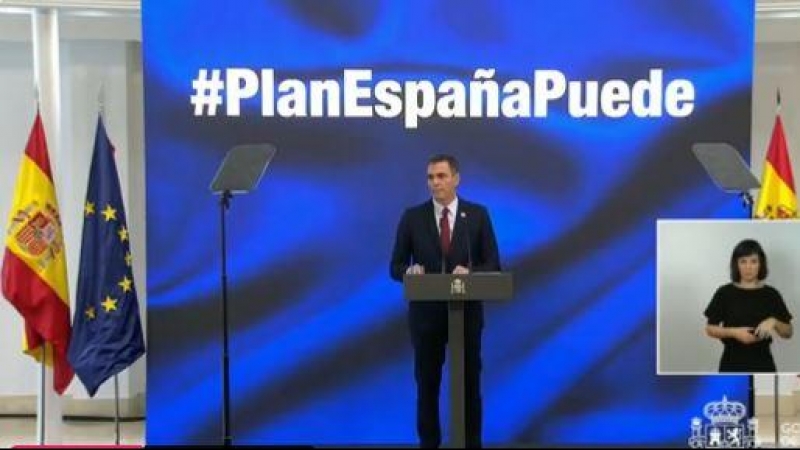 El presidente del Gobierno, Pedro Sánchez, presenta el Plan de Recuperación. / CAPTURA- LA MONCLOA