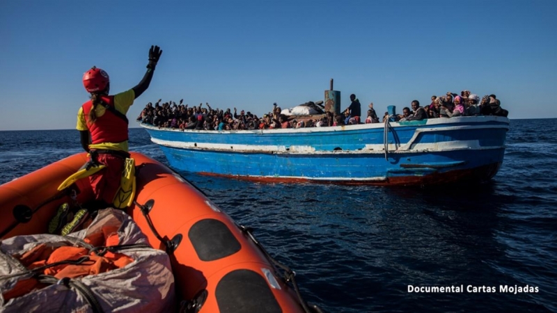 Un momento del rescate en el Mediterráneo.- MORADA FILMS