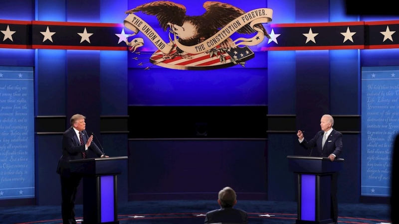 Una imagen del anterior debate entre Trump y Biden. - EFE