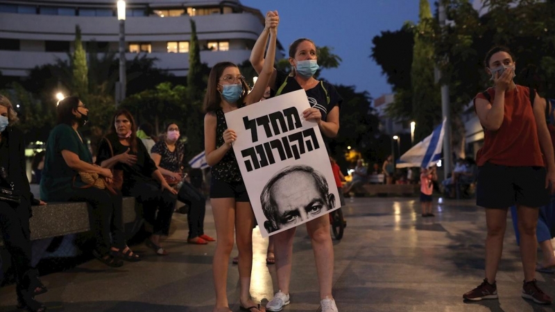 Protesta en Tel Aviv contra la gestión del Gobierno de Netanyahu. - EFE