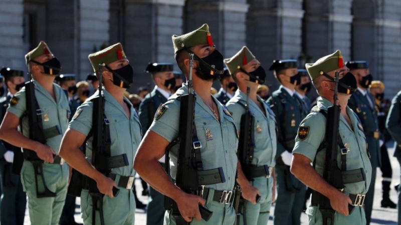 Los miembros de la Legión participan en los actos de la plaza de la Armería. Kiko Huesca/ EFE