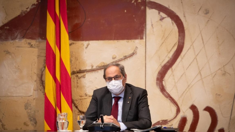 El expresident de la Generalitat, Quim Torra, encabeza una reunión del Govern horas después de conocerse su inhabilitación el 28 de septiembre de 2020. David Zorrakino / Europa Press / Archivo