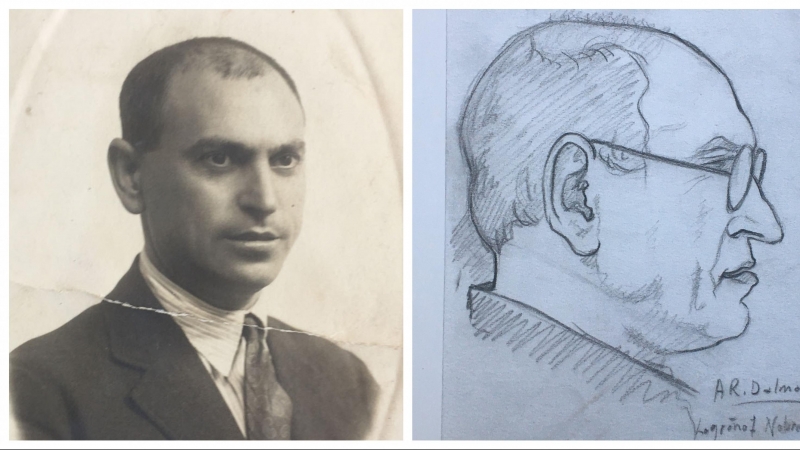 A la izquierda, una imagen de Honorio González en 1925. A la derecha, el retrato que le realizó Rubio Dalmati en la prisión de Logroño en 1936.- IMÁNES FACILITADAS POR LOS DECSCENDIENTES DE HONORIO GONZÁLEZ