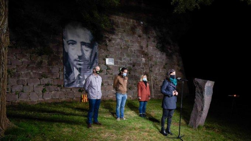 L'acte d'aquest matí a Montjuïc d'homenatge a Companys de la delegació d'ERC amb la intervenció de Marta Vilalta.