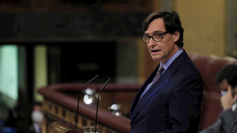 MADRID, 15/10/2020.- El ministro de Sanidad, Salvador Illa, comunica este jueves al pleno del Congreso la declaración del estado de alarma en Madrid, tras lo que tendrá lugar un debate con los grupos parlamentarios. EFE/Fernando Alvarado