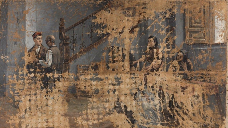 El cuadro 'Escena de familia' corresponde en realidad a Adolfo Sánchez Megías (1864-1945) y su verdadero título es 'La marcha del soldado'. / MUSEO DEL PRADO