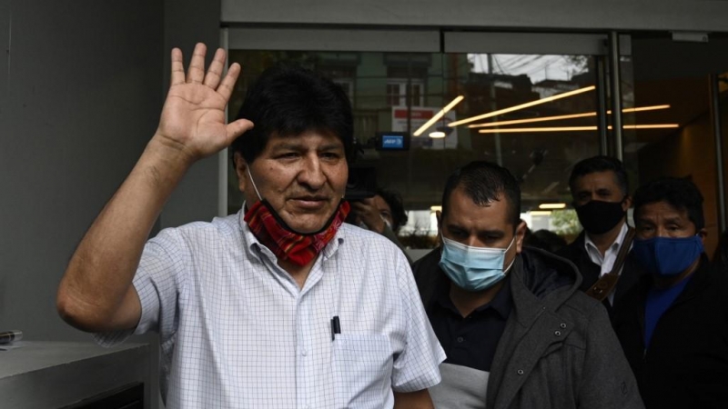 El expresidente boliviano Evo Morales salió de Argentina el 23 de octubre de 2020 en un avión oficial venezolano con destino a Caracas. JUAN MABROMATA / AFP