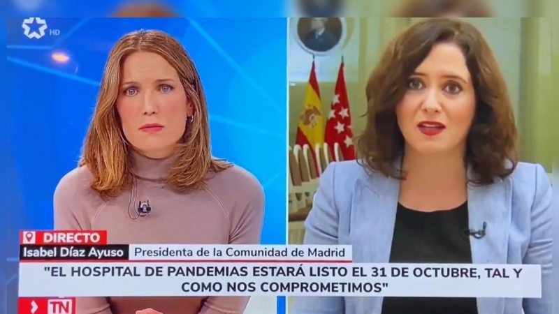 Isabel Díaz Ayuso, durante la entrevista en Telemadrid.