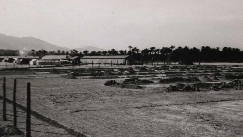 Instalaciones del campo de trabajo republicano, en 1938. / Luis Vidal (Biblioteca Digital Hispánica).