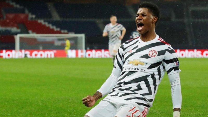 Marcus Rashford celebra un gol. - Reuters