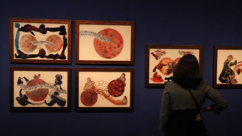 Una imatge de l'exposició de Nalini Malani a la Fundació Miró.