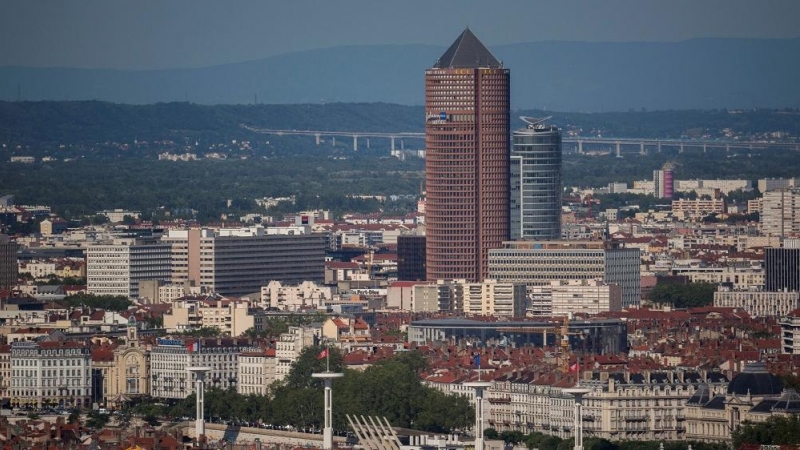 Skyline de la ciudad de Lyon, en Francia.