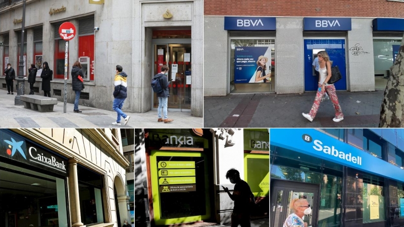 Sucursales de Banco Santander, BBVA, Caixabank, Bankia y Banco Sabadell.