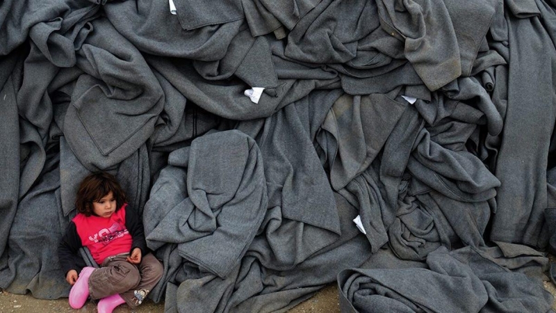 Un niño en el campo de refugiados.