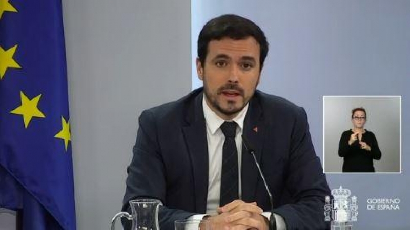 El ministro de Consumo, Alberto Garzón, en rueda de prensa.